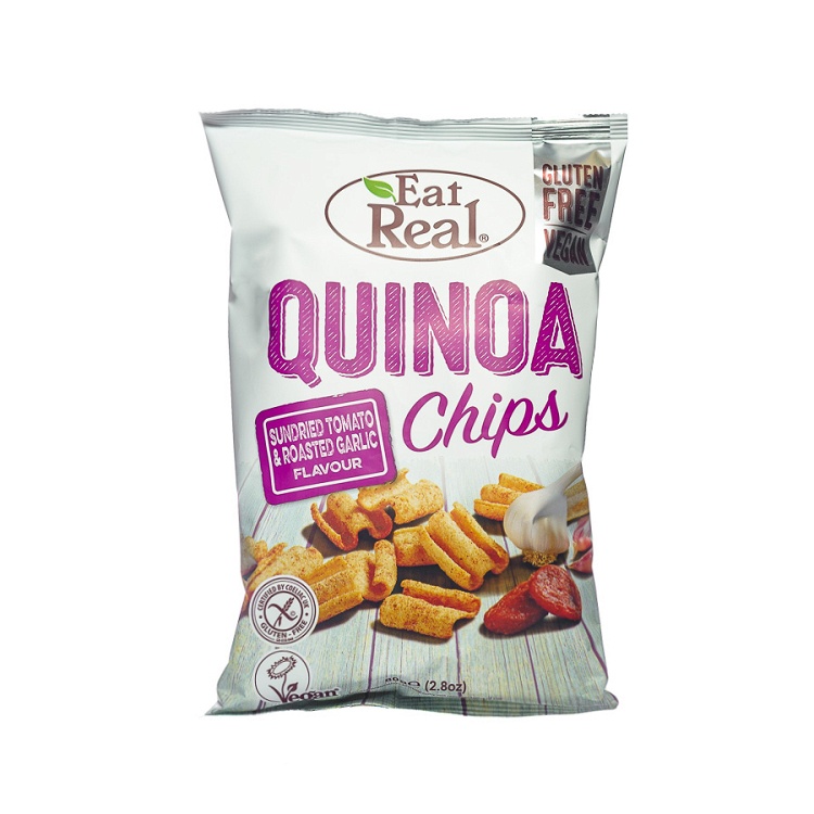 Quinoa Chips with Sundried Tomato and Garlic Flavor