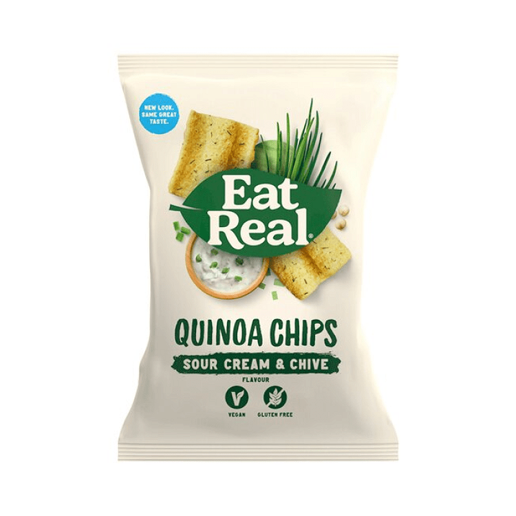 Quinoa chips with sour cream and chive flavor