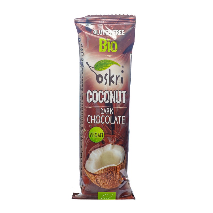 Coconut bar with dark chocolate