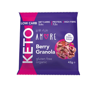 Organic Gluten-Free Keto Breakfast Granola Mini-Bites with Berries