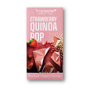 White Chocolate with Strawberry and Pop Quinoa