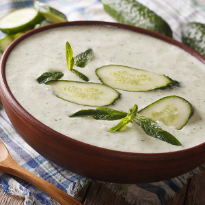🥒Cold Cucumber Soup with Yogurt, Mint & Olive Oil