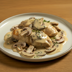Protein Seitan Scallopini with Lemon Sauce and Mushrooms