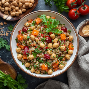 Organic Vegan Salad with Chickpeas, Quinoa & Vegetables