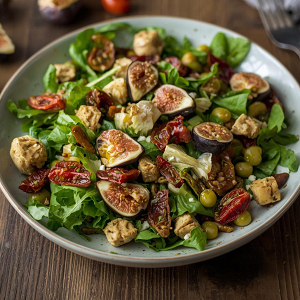 🥗 Salad with Organic Dried Figs, Organic Sun-Dried Tomatoes & Organic Artichoke