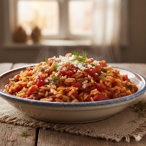 Vegan Stewed Cabbage Rice in Tomato Sauce