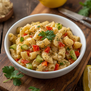🥙 Fasting Pasta Salad with Tahini & Vegetables (for 3–4 servings)