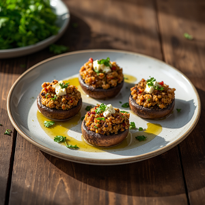 🍄 Mediterranean Stuffed Mushrooms with Quinoa & Feta 🧀🌿