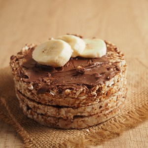 Rice Cakes with Chocolate Protein Spread