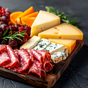 Christmas Platter of Cheeses and Charcuterie