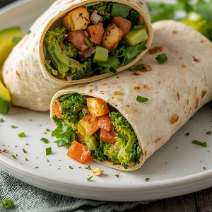 Vegan Burrito with Broccoli and Tofu
