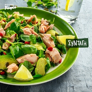 Mixed Salad With Salmon and Avocado
