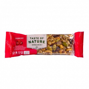 Bar with nuts and cranberries