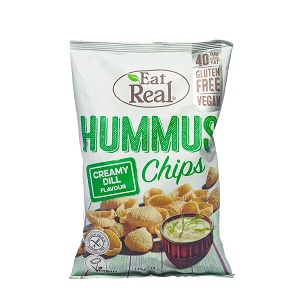 Hummus chips with cream dill flavor