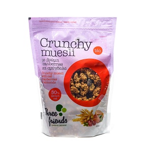 Crunchy cereals muesli with oat, cranberries and almonds