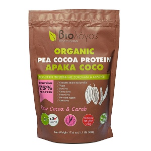 Pea protein with chocolate and carob