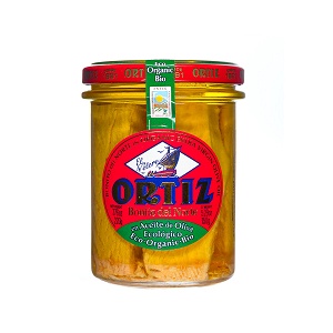 White tuna fish in organic extra virgin olive oil