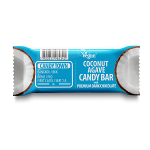 Coconut bar with agave syrup with dark chocolate coating