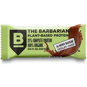 Protein bar with almond, baobab and chocolate coating