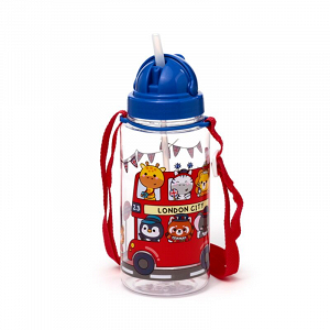 Παιδικό Παγούρι Νερού Adoramals London με Καλαμάκι Flip Straw 450ml (Ανθεκτικό στα Χτυπήματα)