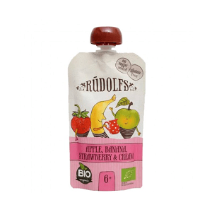 Puree from apple, banana and strawberry