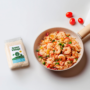 Lenten Paella with Shrimp and Vegetables