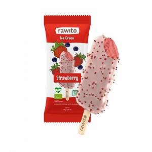 Organic Plant-Based Ice Cream Stick with Strawberry and Blueberry, No Sugar Added