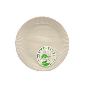 Λευκά πιάτα χάρτινα compostable (10τμχ)