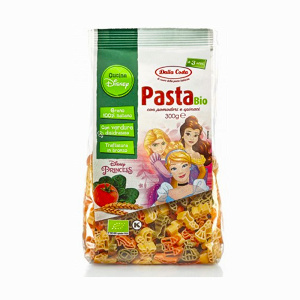 Pasta from hard wheat semolina with tomato and spinach princess shaped