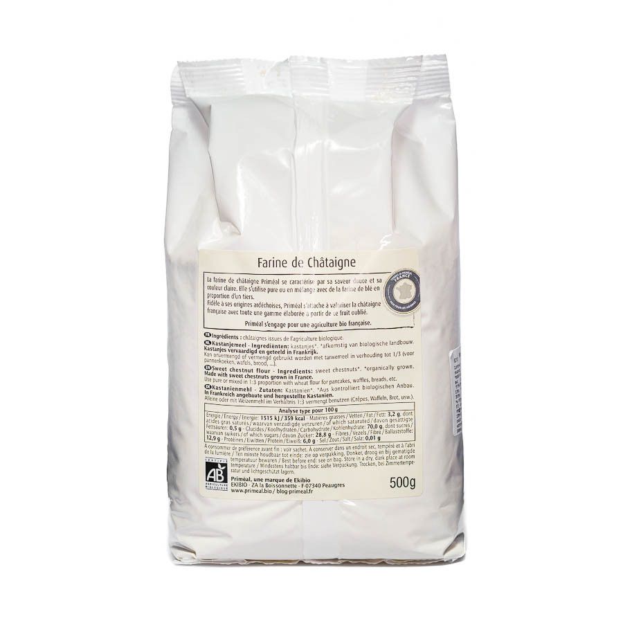 Primeal Chestnut Flour, is made from chestnuts dried on a wood fire. Great for crepes, pastries and bread.