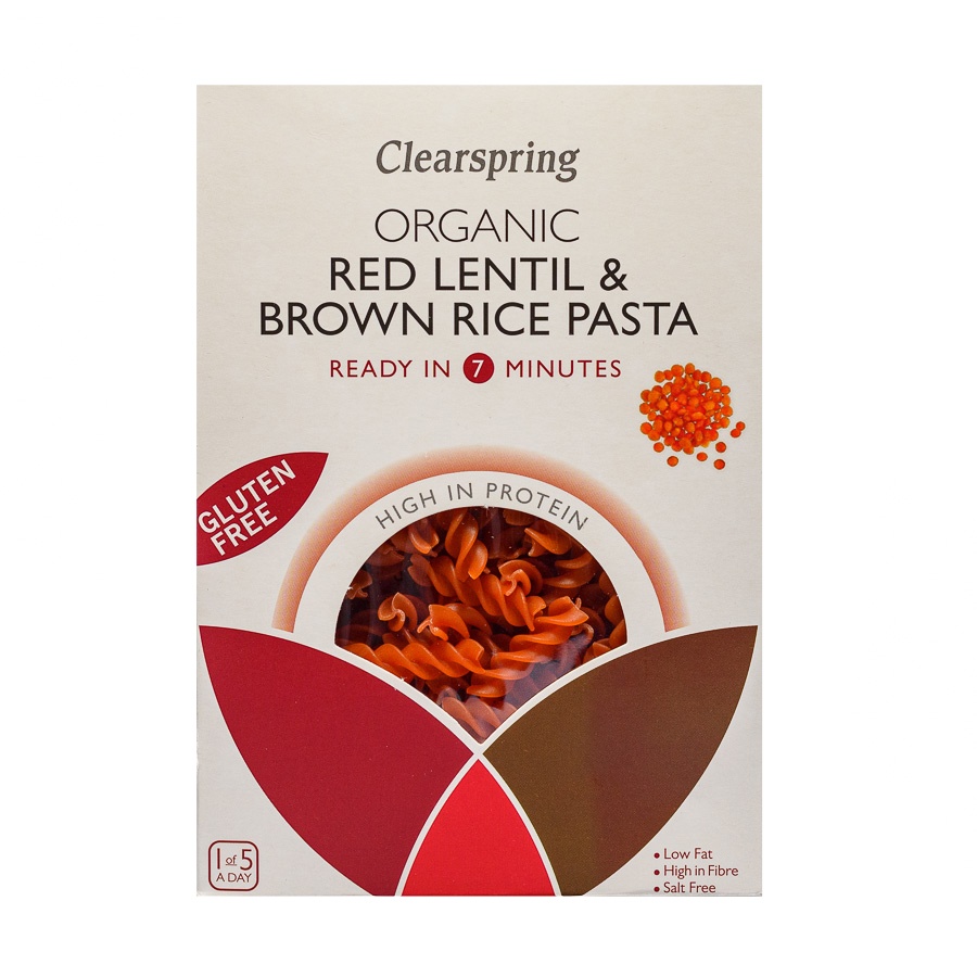 Gluten free fusilli from red lentil and wholegrain rice