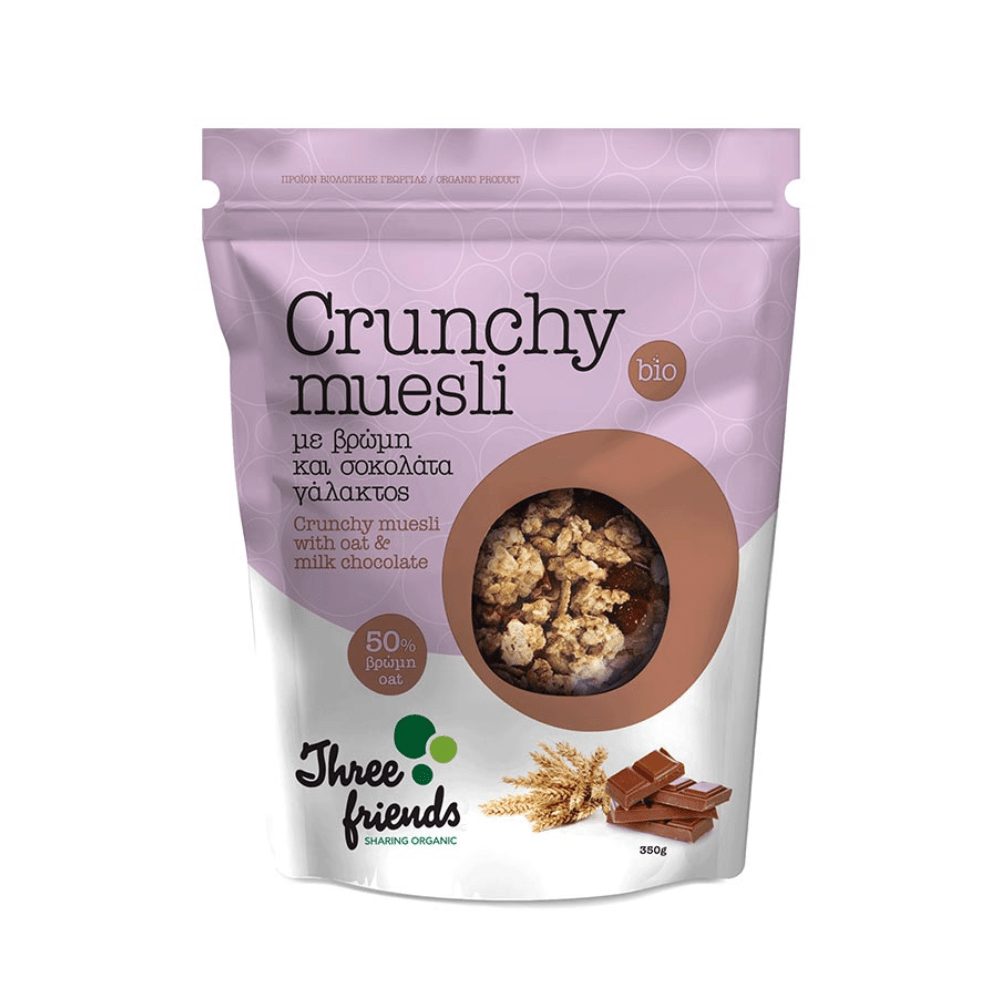 Crunchy cereals muesli with oat and milk chocolate