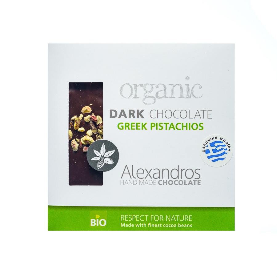 Dark chocolate with greek pistachio