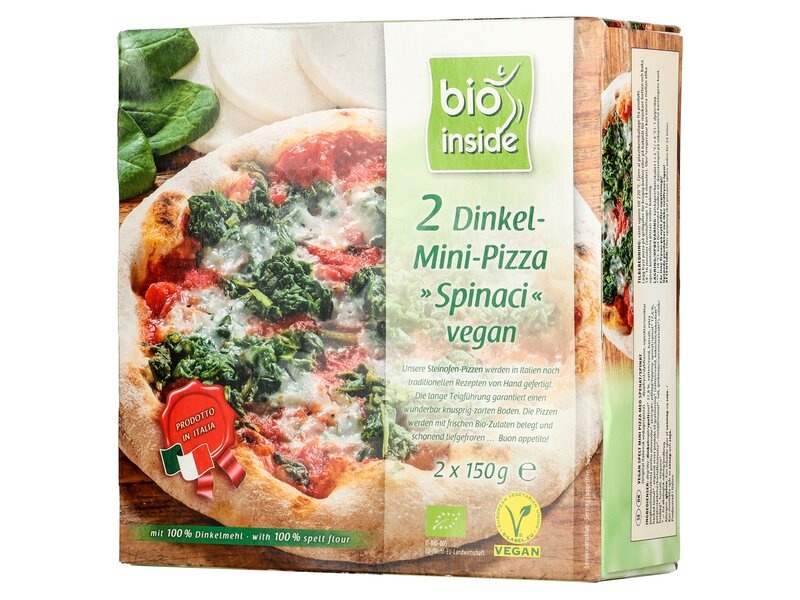 Frozen dinkel pizza with spinach
